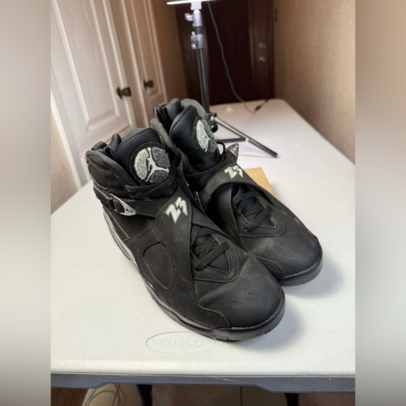 Size 12 - Air Jordan 8 Retro 2015 Chrome Black Grey Suede (305381-003) - Picture 8 of 16